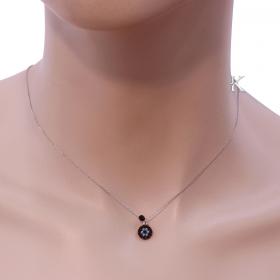 Κολιέ Ματάκι Λευκόχρυσος Κ9 με Ζιργκόν & Μαύρο Όνυχα SKU-11891