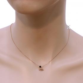 Κολιέ Ματάκι Ροζ Χρυσός Κ9 με Ζιργκόν & Μαύρο Όνυχα SKU-11882