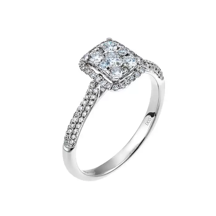 SKU-12910 / Δαχτυλίδι Λευκόχρυσος Κ18 με Διαμάντια
