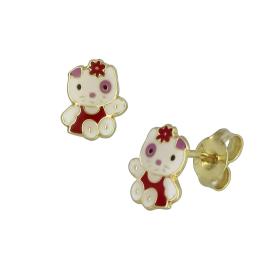 Σκουλαρίκια Hello Kitty Χρυσός Κ9 με Σμάλτο SKU-12146