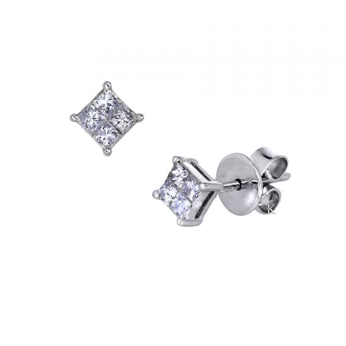 Σκουλαρίκια Λευκόχρυσος Κ18 με Διαμάντια