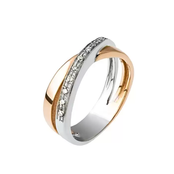 SKU-13499 / Δαχτυλίδι Λευκόχρυσος & Ροζ Χρυσός Κ18 με Διαμάντια
