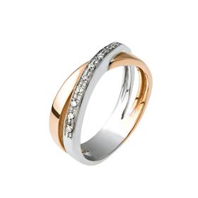 Δαχτυλίδι Λευκόχρυσος & Ροζ Χρυσός Κ18 με Διαμάντια

