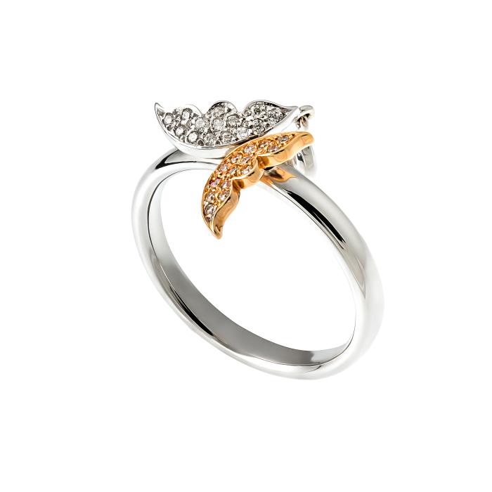 Δαχτυλίδι Λευκόχρυσος & Ροζ Χρυσός Κ18 με Διαμάντια