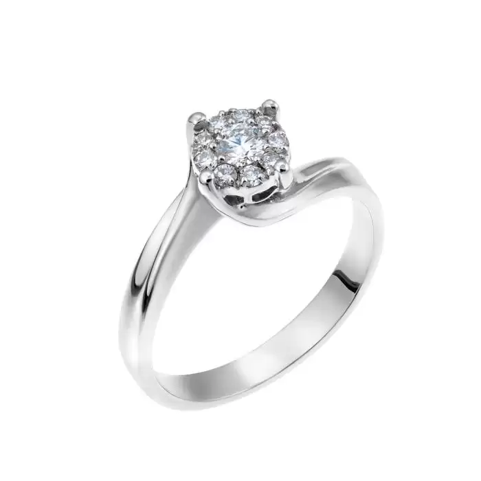 SKU-13534 / Δαχτυλίδι Λευκόχρυσος Κ18 με Διαμάντια

