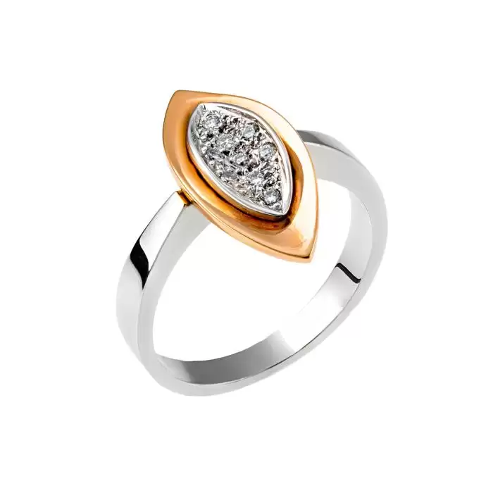 SKU-13497 / Δαχτυλίδι Χρυσός & Λευκόχρυσος Κ18 με Διαμάντια