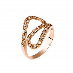 Δαχτυλίδι Ροζ Χρυσός Κ14 με Ζιργκόν
 