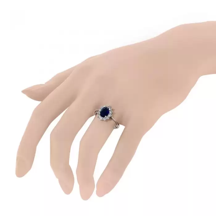 SKU-13330 / Δαχτυλίδι Ροζέτα Λευκόχρυσος Κ18 με Ζιργκόν
 
