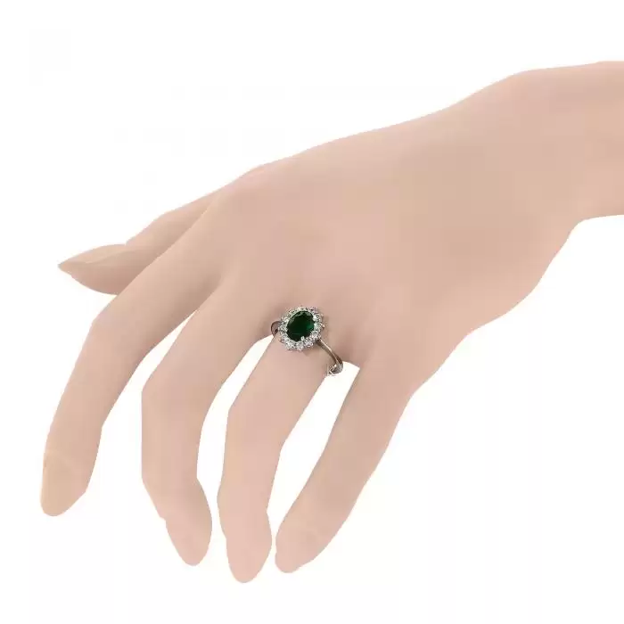 SKU-13331 / Δαχτυλίδι Ροζέτα Λευκόχρυσος Κ18 με Ζιργκόν
 