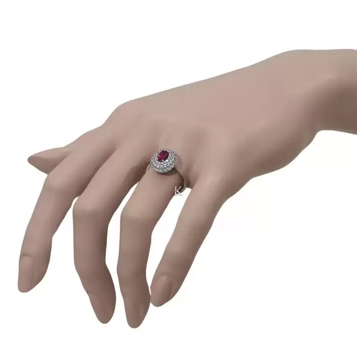 SKU-13332 / Δαχτυλίδι Ροζέτα Λευκόχρυσος Κ18 με Ζιργκόν
 
