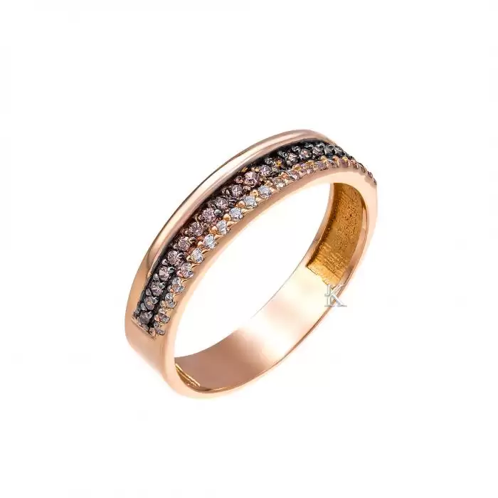 SKU-13365 / Δαχτυλίδι Σειρέ Ροζ Χρυσός Κ14 με Ζιργκόν
