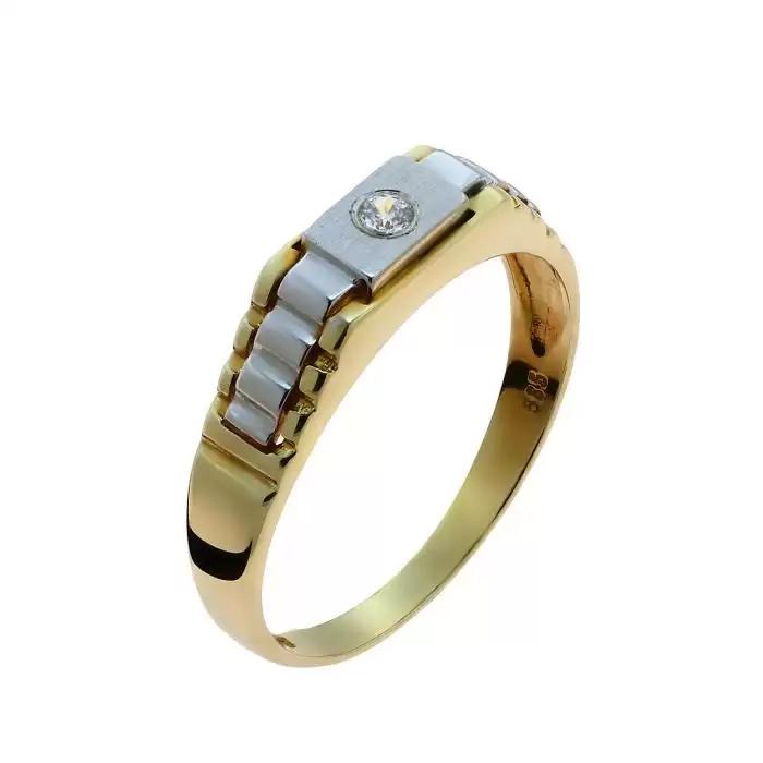 SKU-13588 / Δαχτυλίδι Χρυσός & Λευκόχρυσος  Κ14 με Ζιργκόν