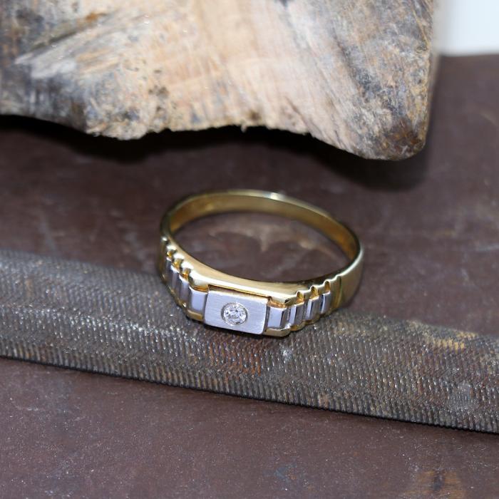 Δαχτυλίδι Χρυσός & Λευκόχρυσος  Κ14 με Ζιργκόν
