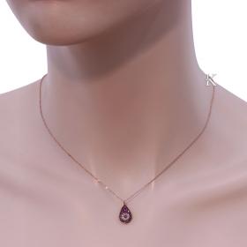 Κολιέ Ματάκι Ροζ Χρυσός Κ14 με Ζιργκόν SKU-13849