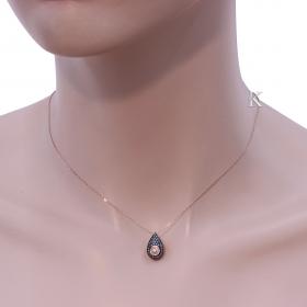 Κολιέ Ματάκι Ροζ Χρυσός Κ9 με Ζιργκόν & Σμάλτο SKU-13696