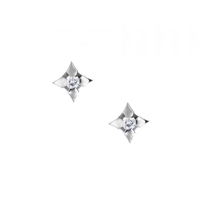 SKU-13322 / Σκουλαρίκια Λευκόχρυσος Κ18 με Διαμάντια
 