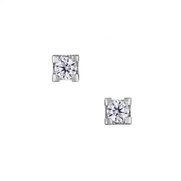 SKU-13329 / Σκουλαρίκια Λευκόχρυσος Κ18 με Διαμάντια
 
