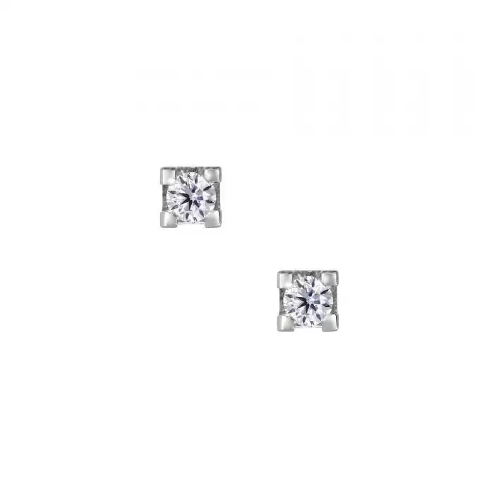 SKU-13348 / Σκουλαρίκια Λευκόχρυσος Κ18 με Διαμάντια
 