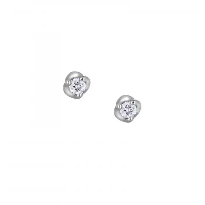 SKU-13354 / Σκουλαρίκια Λευκόχρυσος Κ18 με Διαμάντια
 