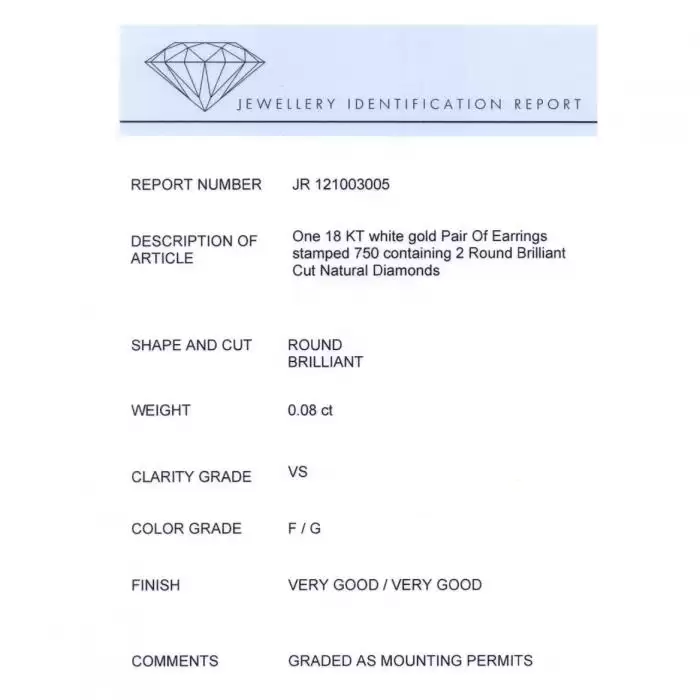 SKU-13360 / Σκουλαρίκια Λευκόχρυσος Κ18 με Διαμάντια
 