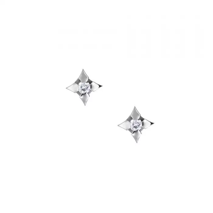 SKU-13360 / Σκουλαρίκια Λευκόχρυσος Κ18 με Διαμάντια
 