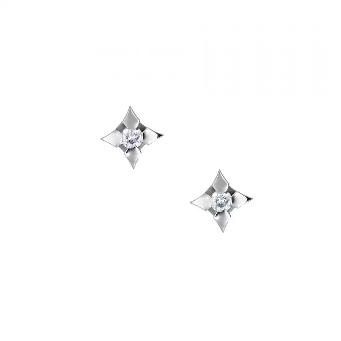 SKU-13376 / Σκουλαρίκια Λευκόχρυσος Κ18 με Διαμάντια

 