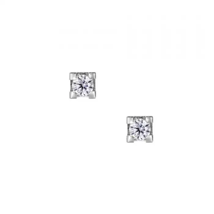 SKU-13384 / Σκουλαρίκια Λευκόχρυσος Κ18 με Διαμάντια
 