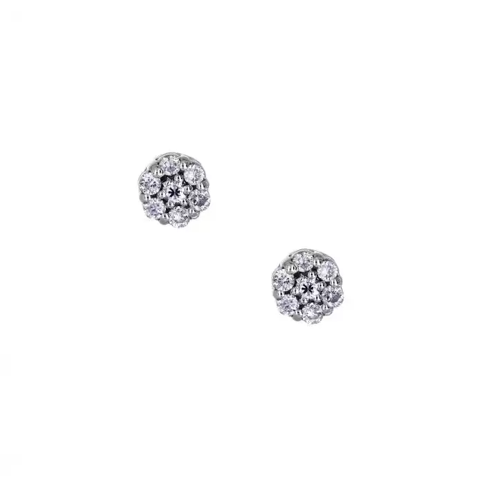 SKU-13302 /  Σκουλαρίκια Λευκόχρυσος Κ18 με Διαμάντια
 
