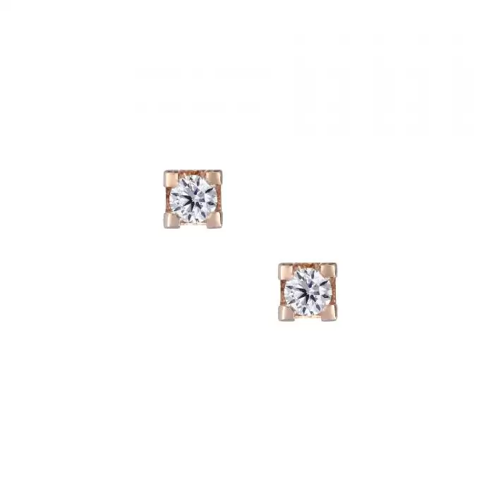 SKU-13364 / Σκουλαρίκια Ροζ Χρυσός Κ18 με Διαμάντια
