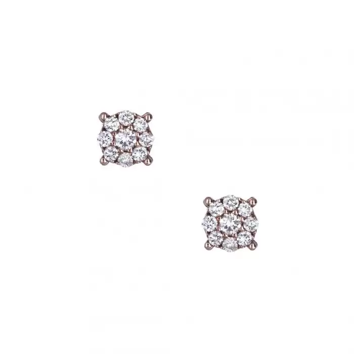 SKU-13307 / Σκουλαρίκια Ροζ Χρυσός Κ18 με Διαμάντια
 
