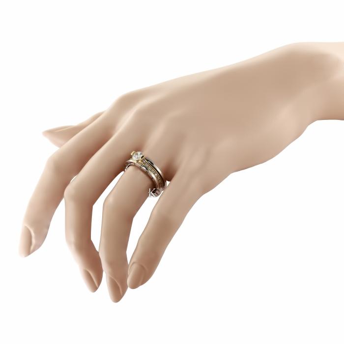Δαχτυλίδι Μονόπετρο Χρυσός & Λευκόχρυσος Κ14 με Ζιργκόν.