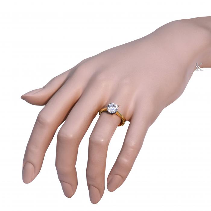 Δαχτυλίδι Μονόπετρο Χρυσός & Λευκόχρυσος Κ14 με Ζιργκόν
