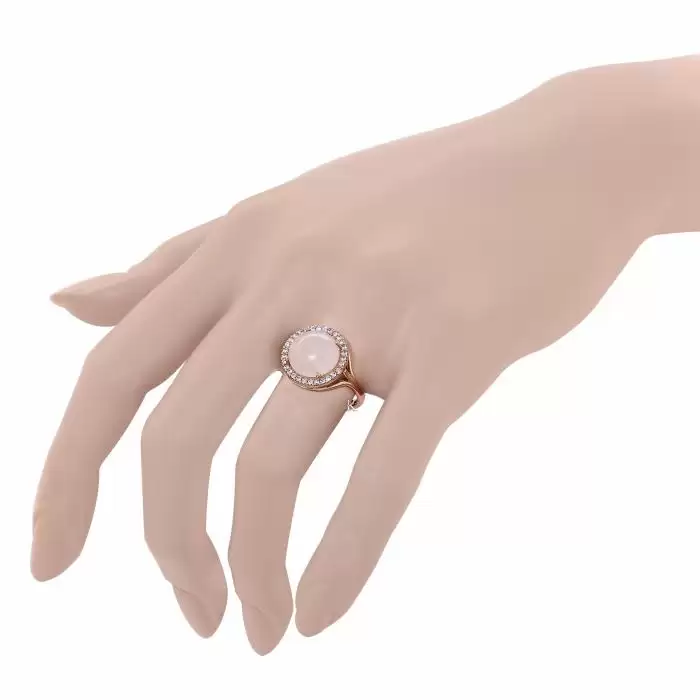 SKU-14303 / Δαχτυλίδι Ροζ Χρυσός Κ14 με Rose Quartz & Ζιργκόν 
