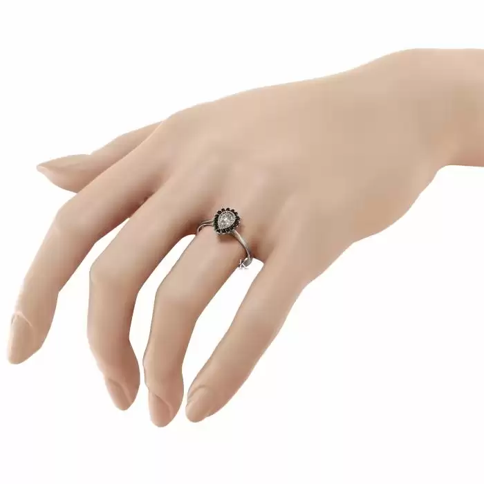SKU-14554 / Δαχτυλίδι Ροζέτα Λευκόχρυσος Κ14 με Ζιργκόν
 