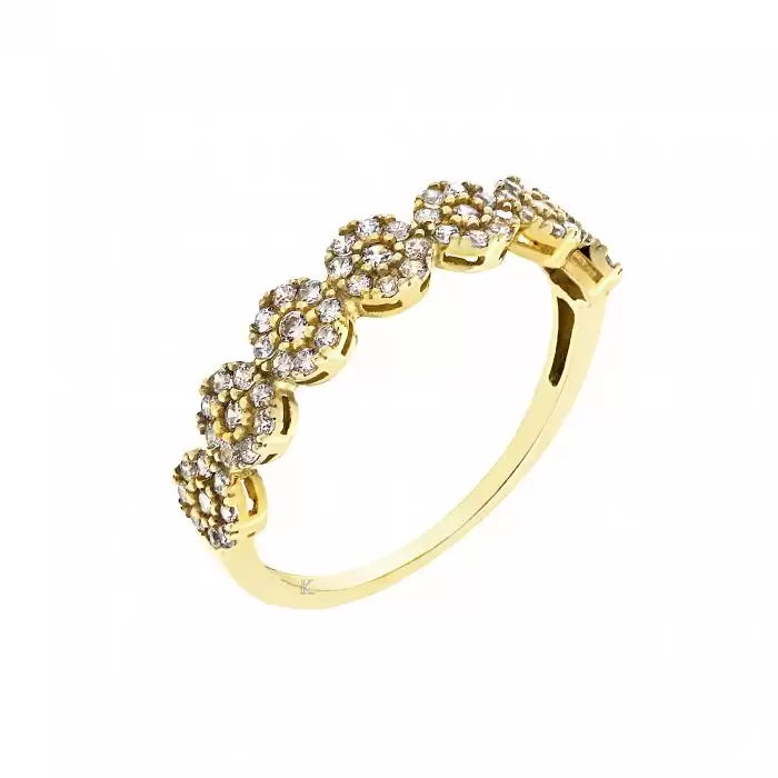 SKU-14010 / Δαχτυλίδι Σειρέ Ροζέτα Χρυσός Κ14 με Ζιργκόν
 