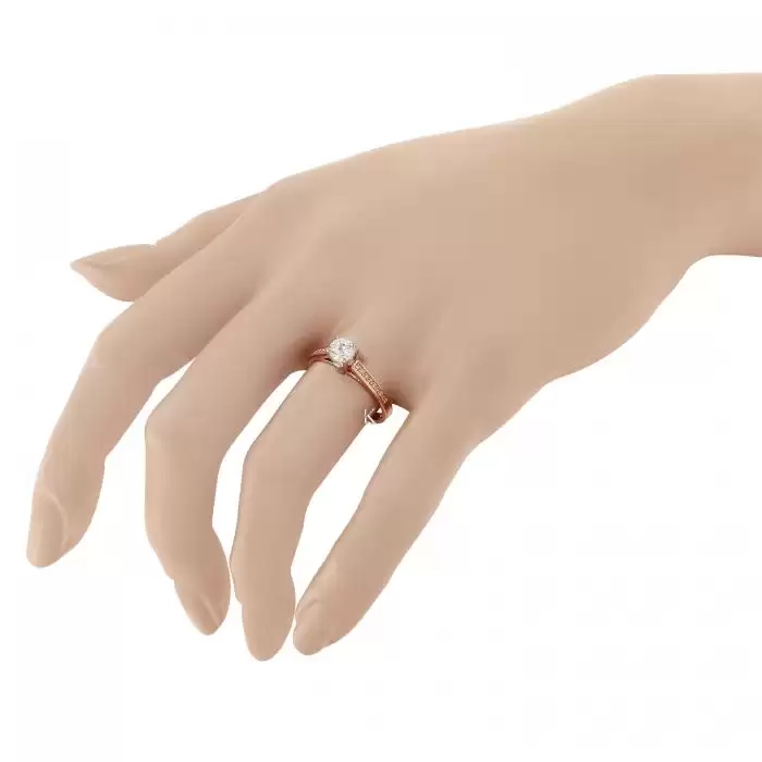 Μονόπετρο Δαχτυλίδι Ροζ Χρυσός & Λευκόχρυσος Κ14 με Ζιργκόν