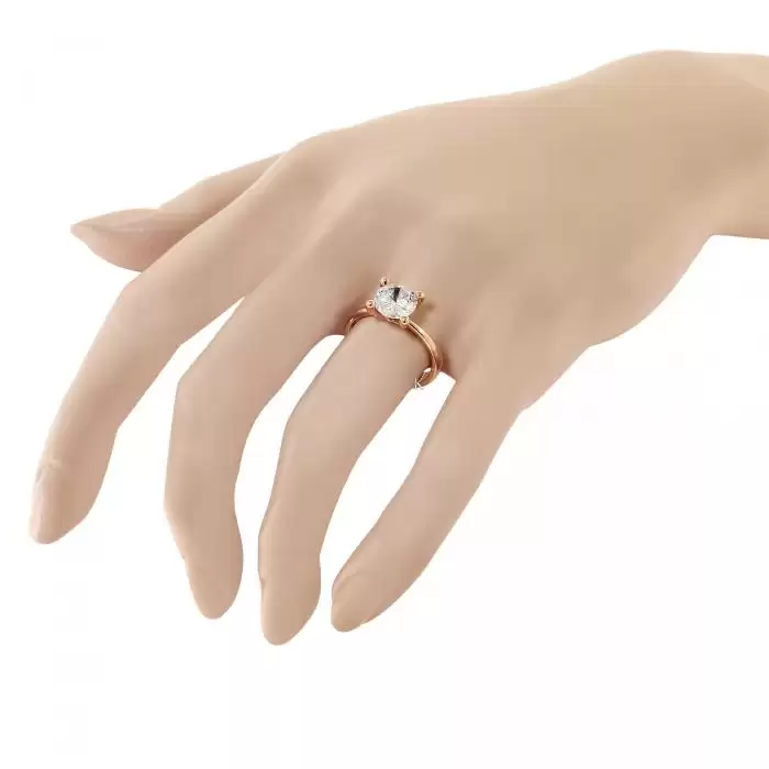 Μονόπετρο Δαχτυλίδι Ροζ Χρυσός Κ14 με Ζιργκόν