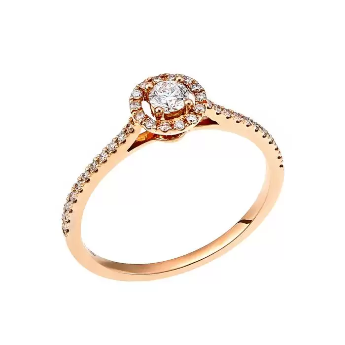 SKU-14686 / Μονόπετρο Δαχτυλίδι Ροζ Χρυσός Κ18 με Διαμάντια
