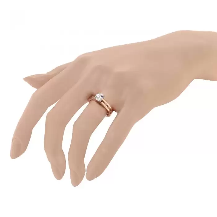 Μονόπετρο Δαχτυλίδι Ροζ Χρυσός Λευκόχρυσος Κ14 με Ζιργκόν