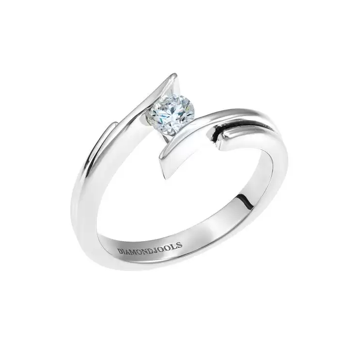 SKU-14350 / Μονόπετρο DiamondJools Λευκόχρυσος Κ18 με Διαμάντι
