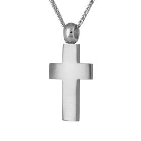 Σταυρός Ανδρικός Λευκόχρυσος Κ14 Διπλής Όψεως SKU-14081