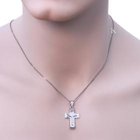 Σταυρός Ανδρικός Κλασικός Λευκόχρυσος Κ14 με Τον Εσταυρωμένο SKU-14639