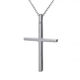 Σταυρός με Αλυσίδα Λευκόχρυσος Κ14 με Λουστρέ Φινίρισμα SKU-14603