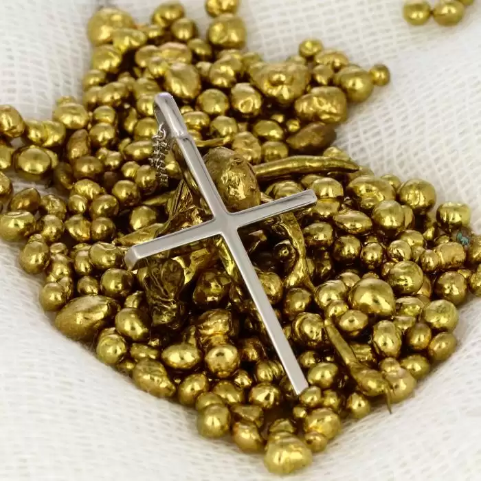 Σταυρός με Αλυσίδα Λευκόχρυσος Κ14 με Λουστρέ Φινίρισμα SKU-14603