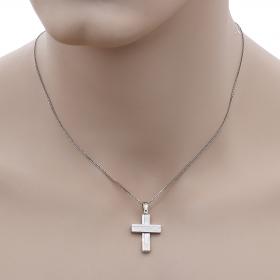 Σταυρός Ανδρικός Μασίφ Λευκόχρυσος Κ14 SKU-15567