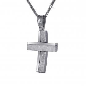 Σταυρός Ανδρικός Μασίφ Λευκόχρυσος Κ14 SKU-15567