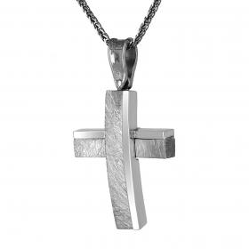 Σταυρός Ανδρικός Μασίφ Λευκόχρυσος Κ14 SKU-15567