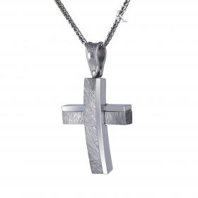 Σταυρός Ανδρικός Χειροποίητος Μασίφ Λευκόχρυσος Κ18 SKU-15568