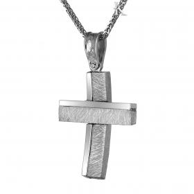 Σταυρός Ανδρικός Χειροποίητος Μασίφ Λευκόχρυσος Κ18 SKU-15568