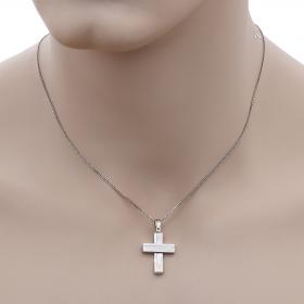 Σταυρός Ανδρικός Χειροποίητος Μασίφ Λευκόχρυσος Κ18 SKU-15568